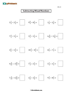 Subtracting Mixed Numbers with Like Denominators 1