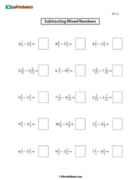 Subtracting Mixed Numbers with Like Denominators 2