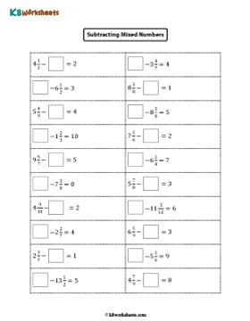 Subtracting Mixed Numbers | Missing