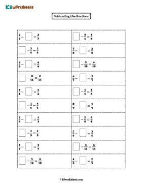 Writing Missing Proper Fractions