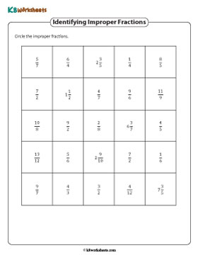 Circling the Improper Fractions