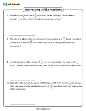 Subtracting Mixed Numbers | Unlike Fractions