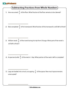 Subtracting Fractions from Whole Numbers