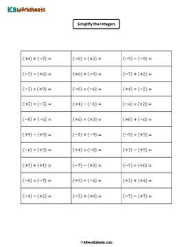 Operations with Integers | Single-digit