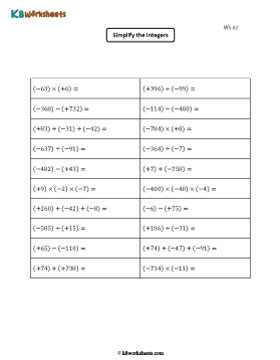 Operations with Integers | Up to 3 terms 2