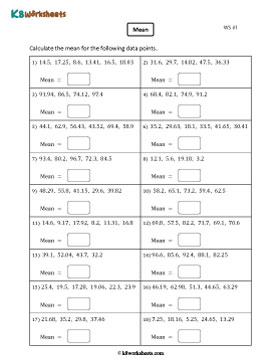 Finding the Mean with Decimals | Moderate 1