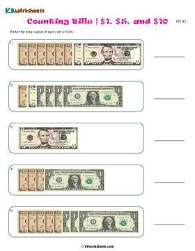 Counting One-, Five-, and Ten-Dollar Bills up to $100 2