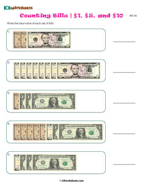 Counting One-, Five-, and Ten-Dollar Bills up to $100 3