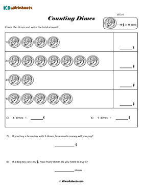 Count and Add Dimes 1