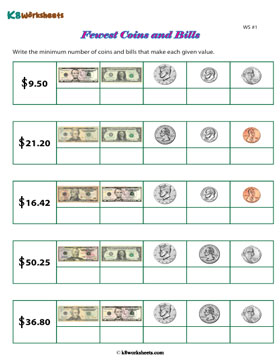 Using Fewest Coins and Bills 1