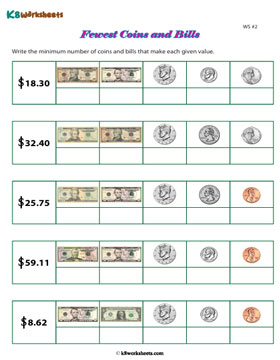 Using Fewest Coins and Bills 2