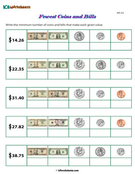 Using Fewest Coins and Bills 3