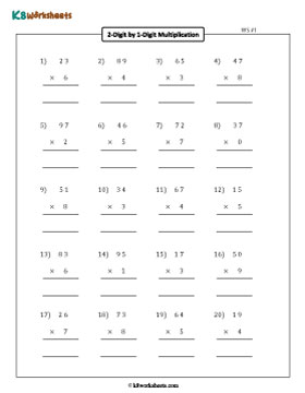 2-digit by 1-digit Multiplication | Column 1