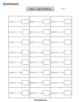 2-digit by 1-digit Multiplication | Horizontal 1