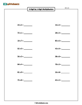 2-digit by 1-digit Multiplication | Horizontal 4