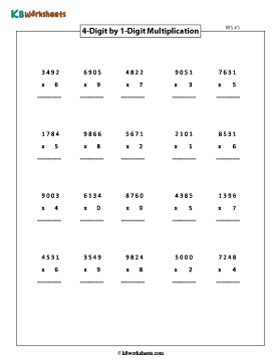 4-digit by 1-digit Multiplication | Columns 3