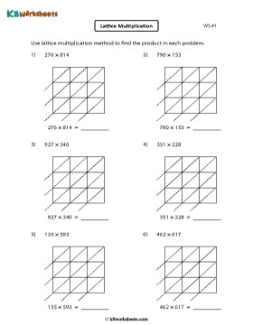 Lattice Multiplication | 3-digit Numbers 1