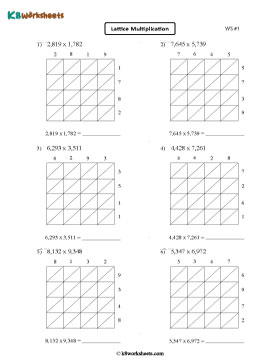 Lattice Multiplication | 4-digit Numbers 1