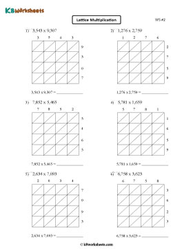 Lattice Multiplication | 4-digit Numbers 2