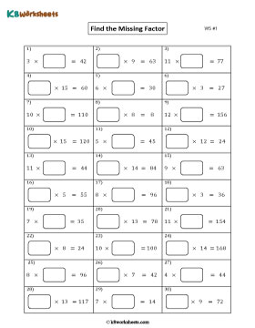 Finding Missing Factors 1