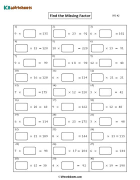 Finding Missing Factors 2