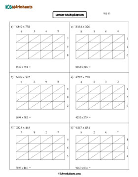 4-digit by 3-digit Lattice Multiplication 1