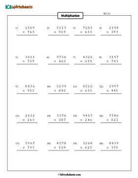 4-digit by 3-digit Multiplication | Column 2