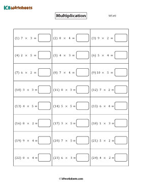 Multiplying by 2, 3, 4, or 5 | Horizontal Format 3