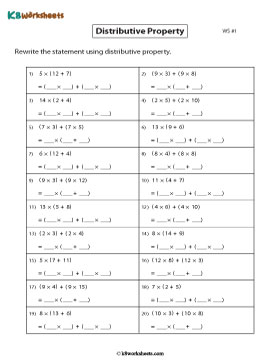 Rewrite the Multiplication Statement using Distributive Property 1