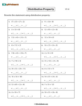 Rewrite the Multiplication Statement using Distributive Property 2