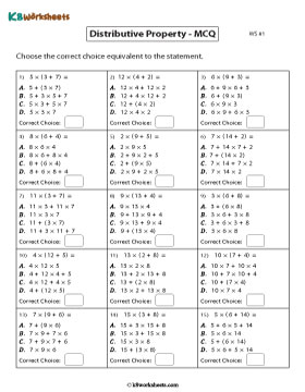 Distributive Property of Multiplication | MCQ Type 1