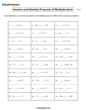 Fill in the blanks using Identity or Inverse Property of Multiplication 1