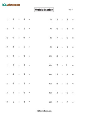 Single-digit Multiplication | Horizontal Format 1