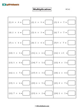 Single-digit Multiplication | Horizontal Format 3