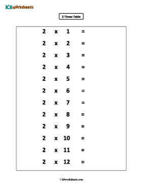 2 Times Table 2