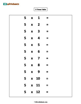 5 Times Table 2