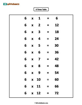 6 Times Table 1