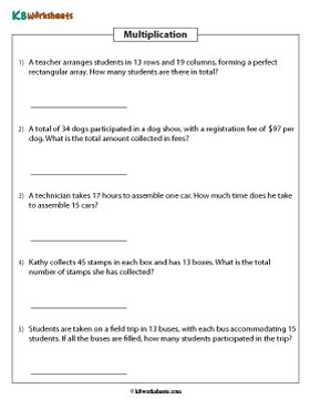 Multiplication Word Problems | 2-digit by 2-digit