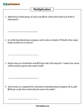 Multiplication Word Problems | 3-digit by Single-digit