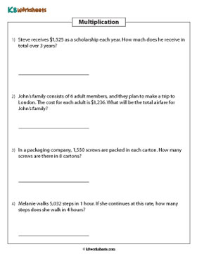 Multiplication Word Problems | 4-digit by Single-digit