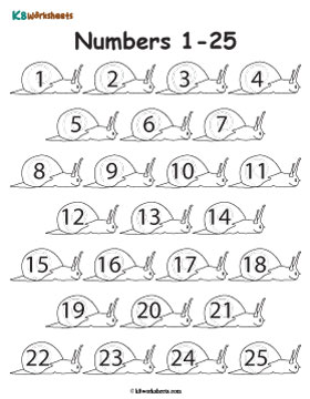 Number Chart 1 to 25 2