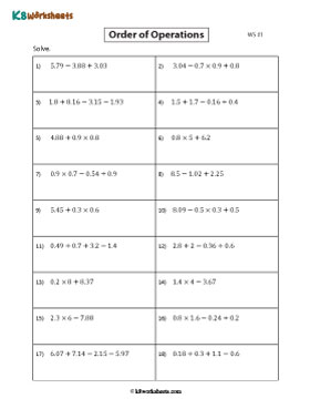 Evaluating Numerical Expressions with Decimals 1