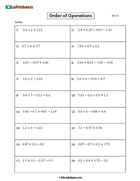 Evaluating Numerical Expressions with Decimals 2