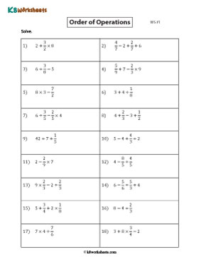 Evaluating Numerical Expressions with Fractions 1