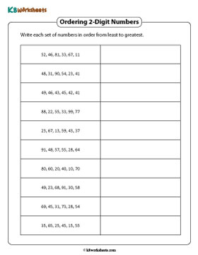 Ordering 2-digit Numbers | Increasing Order