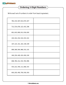 Organizing 3-digit Numbers in Increasing Order