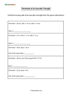 Find the Missing Side of an Isosceles Triangle using the Perimeter