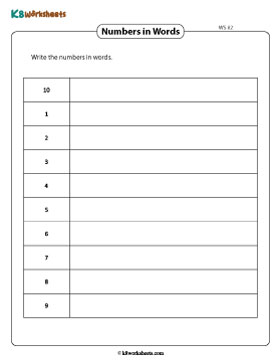 Writing Numbers 1 to 10 as Words 2