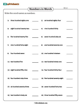 Converting Word Names to 3-Digit Numbers 2