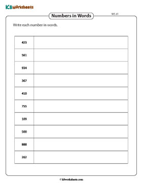 Writing 3-Digit Numbers in Words 1